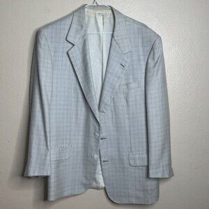 BRIONI Augusto Blazer Mens 42R Cream Gray Plaid Pure Cashmere Sport Jacket Italy